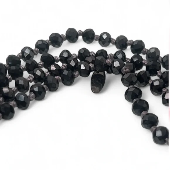 Natasha Long Black Beaded Statement Necklace - Picture 5 of 6